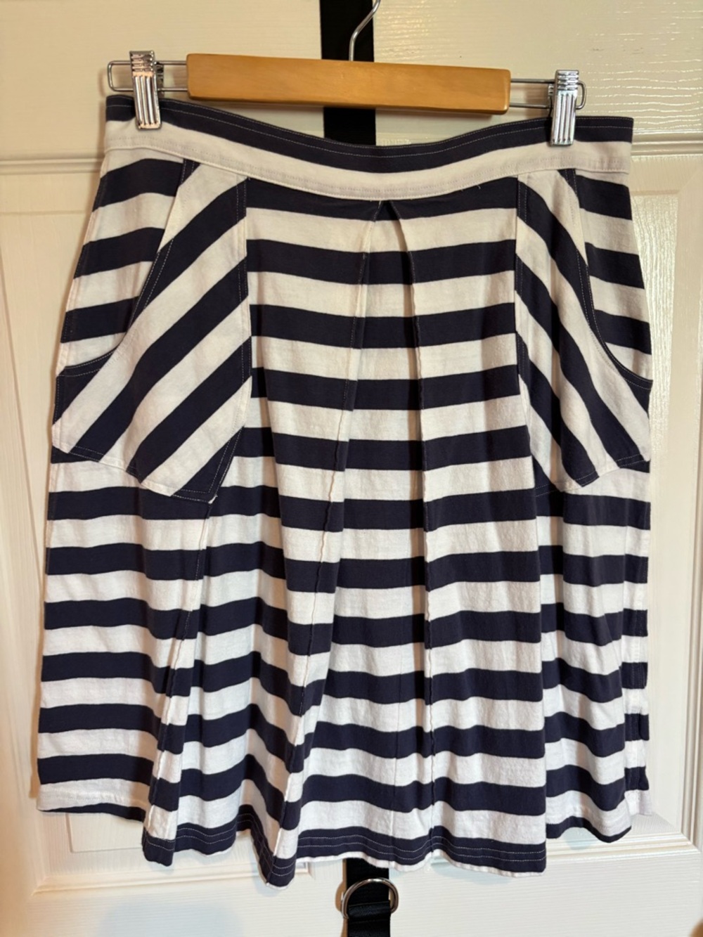 Striped Navy and White A-Line Skirt